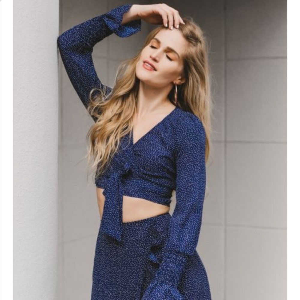 Polka Dot Crop Wrap Top